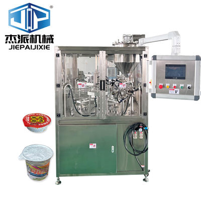 PLC controlado HMI vacío de yogur de la taza de llenado máquina de sellado control de temperatura automático completo alta velocidad