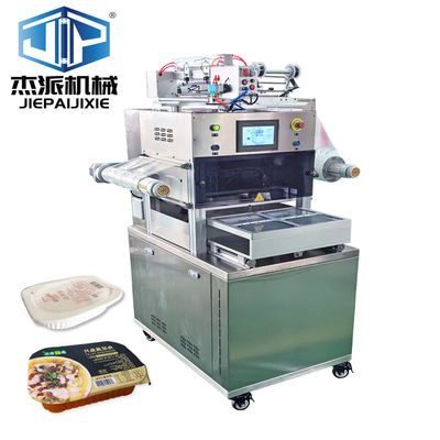 Máquina de sellado de descarga de gas de bandeja de plástico vertical con nitrógeno lleno para bandeja de carne y frutas