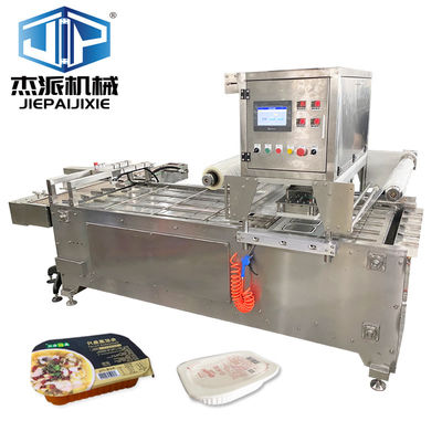 Envasado de bandejas de papel de aluminio / PP Máquina de sellado automático Tecnología avanzada para el centro de distribución de alimentos